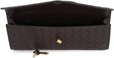 Bottega Veneta Women Leather Andiamo Clutch With Intrecciato Motif In Black