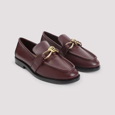 Bottega Veneta Astair Metallic Knot Loafer In Burgundy