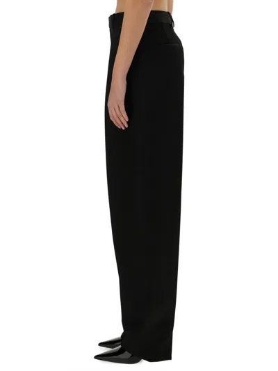 Bottega Veneta Women Midnight Blue Wool Wide-leg Pant In Black