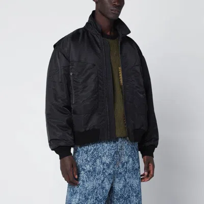 Brain Dead Black Nylon Zip Bomber Jacket In Black