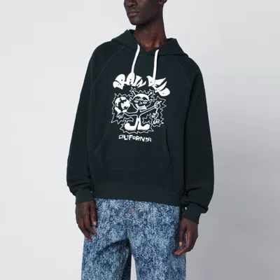 Brain Dead Graphic Print Hooded Sweatshirt And Pocket In Blue