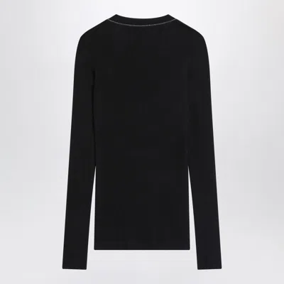Brunello Cucinelli Blue Ribbed Wool Sweater In Black