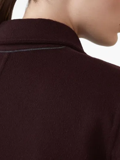 Brunello Cucinelli Stone Island Black Stretch Polyester Padded Jacket In Burgundy