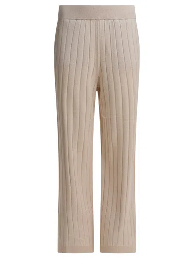 Brunello Cucinelli Cashmere Ribbed Pants In Neutral