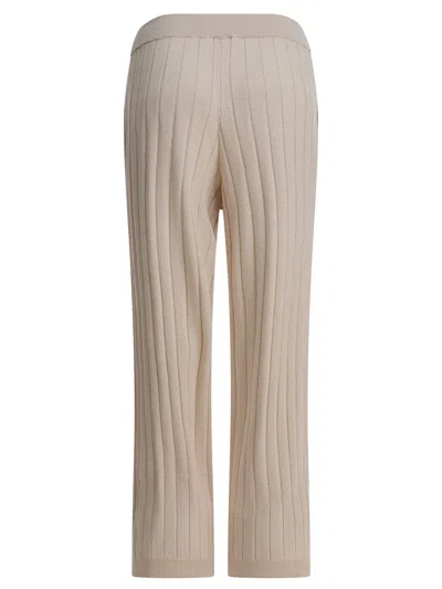 Brunello Cucinelli Cashmere Ribbed Pants In Neutral