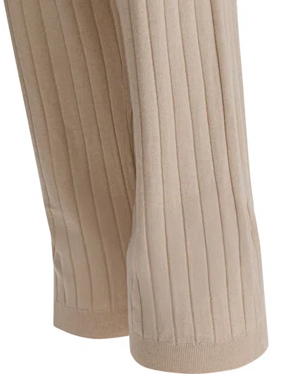 Brunello Cucinelli Cashmere Ribbed Pants In Neutral