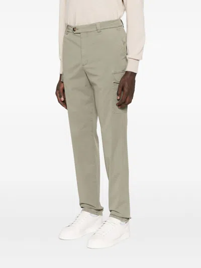 Brunello Cucinelli Cotton Cargo Trousers With Side And Back Pockets In Green