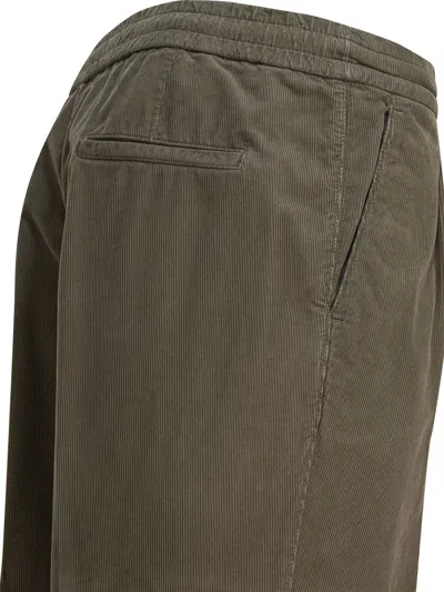 Brunello Cucinelli Drawstring Waist Corduroy Trousers And Pockets In Green