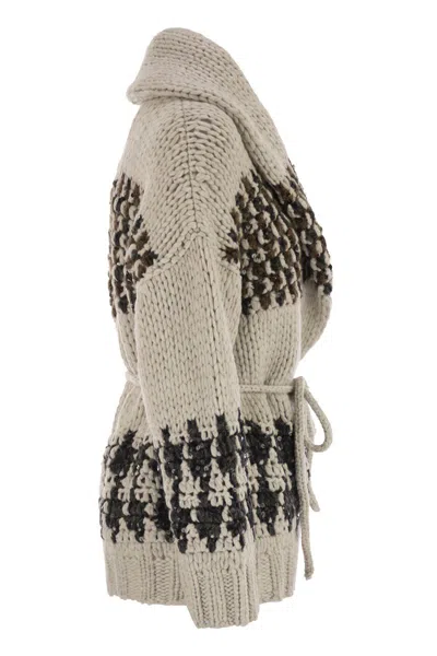 Brunello Cucinelli Handmade Opera Cardigan With Belt In Multi