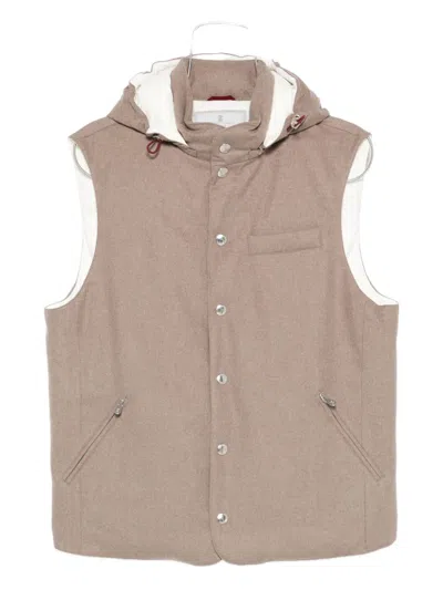 Brunello Cucinelli Hooded Vest In Brown