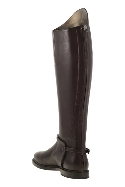 Brunello Cucinelli Classic Leather Boot With Precious Spurs