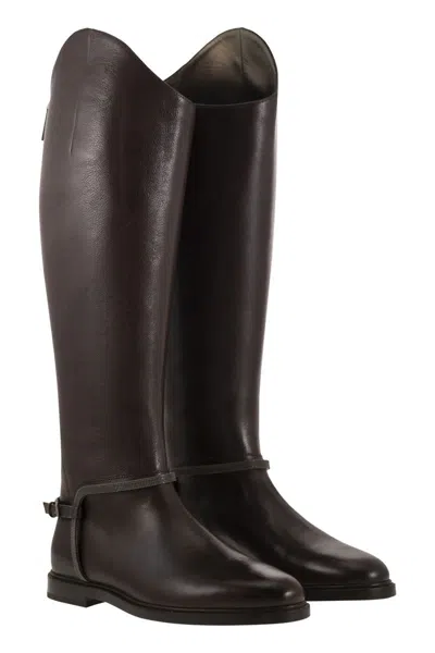 Brunello Cucinelli Classic Leather Boot With Precious Spurs