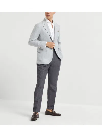 Brunello Cucinelli Button-down Collar Cotton Shirt With Curved Hem In White