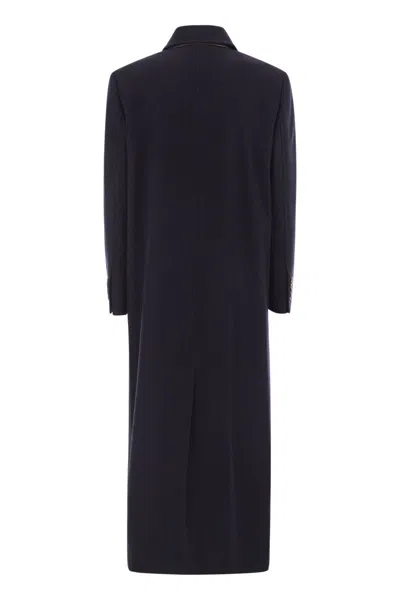 Brunello Cucinelli Long Wool Coat With Jewellery In Black