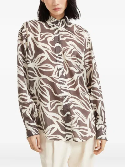 Brunello Cucinelli Silk Blouse In Brown