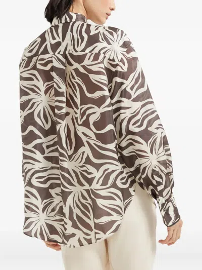 Brunello Cucinelli Silk Blouse In Brown