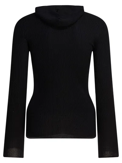 Brunello Cucinelli Sweater With Hood And Half Zipper In Black