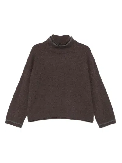Brunello Cucinelli Cashmere Turtleneck Sweater In Brown