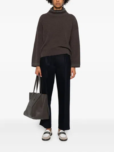 Brunello Cucinelli Cashmere Turtleneck Sweater In Brown