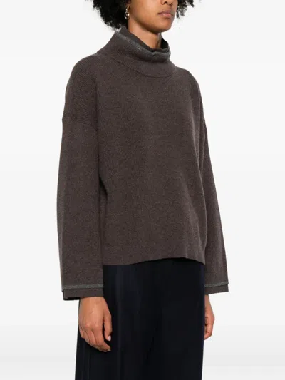 Brunello Cucinelli Cashmere Turtleneck Sweater In Brown