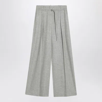 Brunello Cucinelli Wide Grey Trousers In Wool And Cashmere In Gray