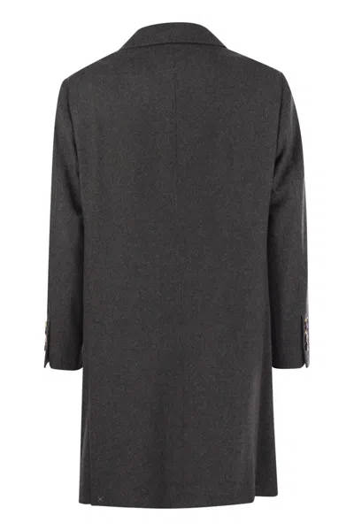 Brunello Cucinelli Men Wool And Cashmere Coat In Black