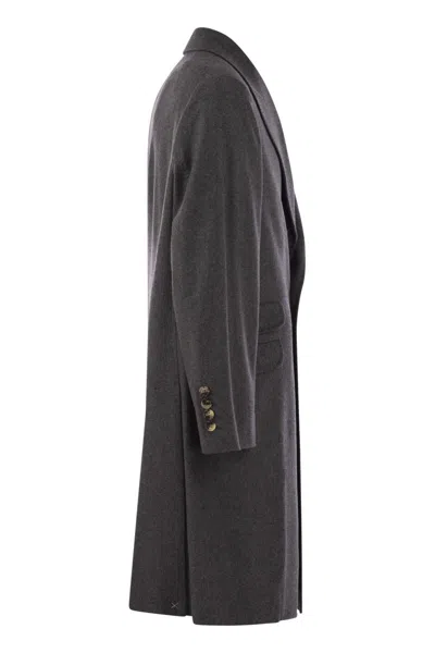 Brunello Cucinelli Men Wool And Cashmere Coat In Black