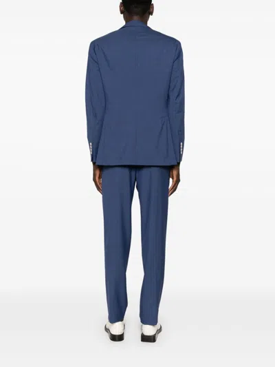 Brunello Cucinelli Tailored Single-breasted Wool Suit Pockets In Blue