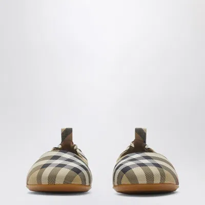 Burberry Check Pattern Nylon-blend Ballerina In Brown