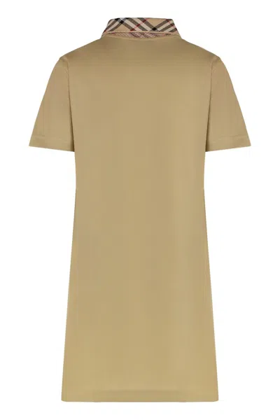 Burberry Beige Cotton Polo Dress In Green