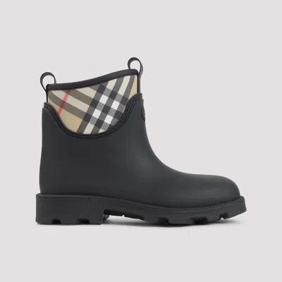 Burberry Marsh Stamp Rubber Ankle Boots In Black