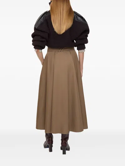 Burberry Brenda Belted Double-breasted Midi Trench Skirt In Brown