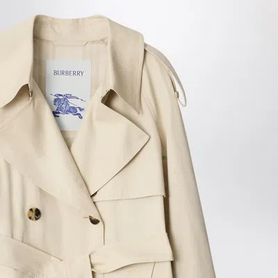 Burberry Light Beige Cotton Fitzrovia Trench Coat Women In Neutral