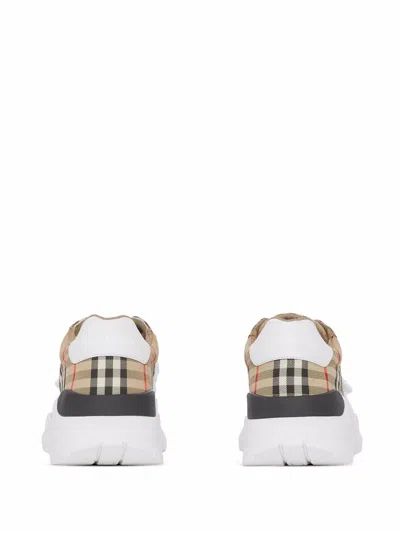 Burberry Check Fabric Sneakers In White