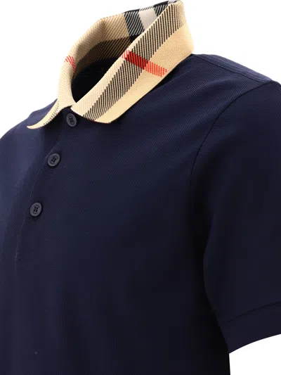 Burberry Slim Fit Check Collar Cotton Polo Shirt Clothing In Blue