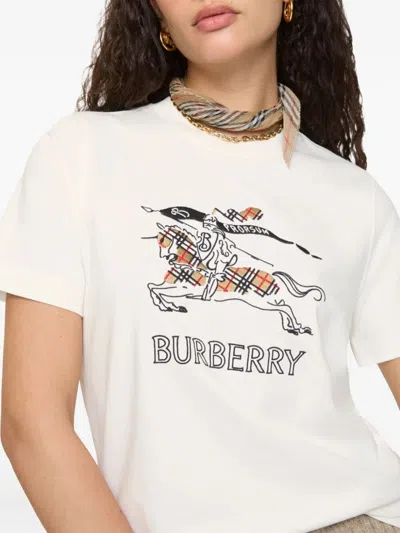 Burberry Equestrian Knight Design Cotton T-shirt In Animal Print
