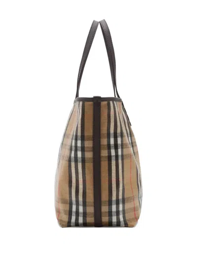Burberry Medium Tote Bag Highlands Rectangular Check In Brown