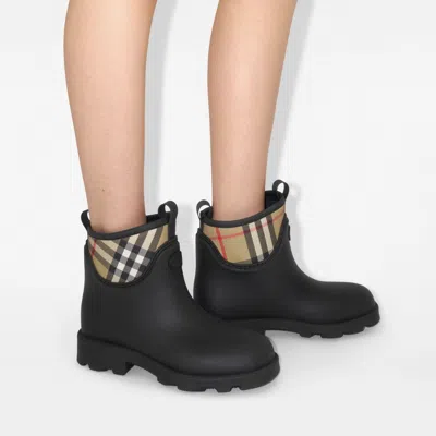 Burberry Women Black Rubber Marsh Stamp Ankle Boots