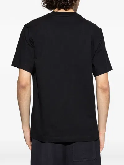 Burberry Men Black Crewneck T-shirt With Logo Lettering On The Front In Cotton Man