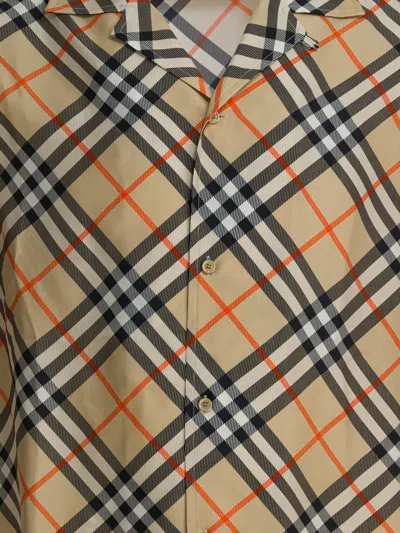 Burberry Nova Plaid Silk Cuban Collar Shirt In Neutral