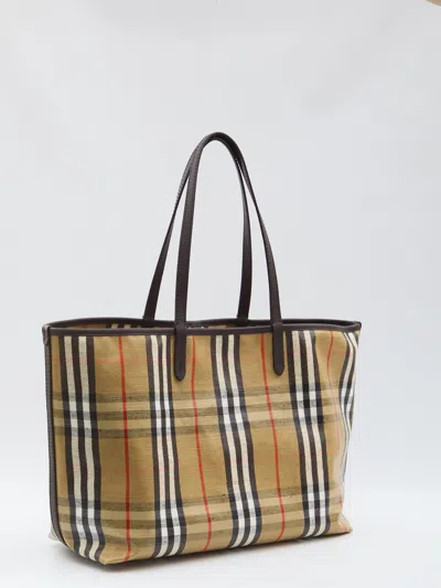 Burberry Medium Tote Bag Highlands Rectangular Check In Multi