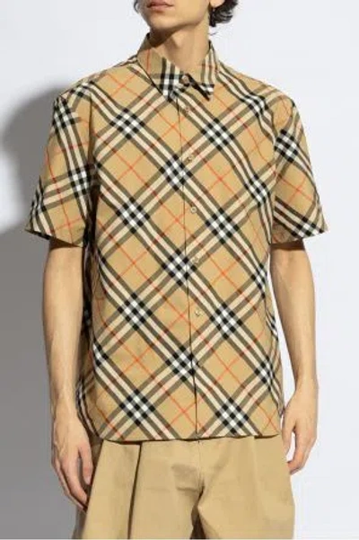 Burberry Oversized Silk Shirt Shirts Beige In Multi