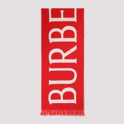 Burberry Red Logo Wool Scarf In Red