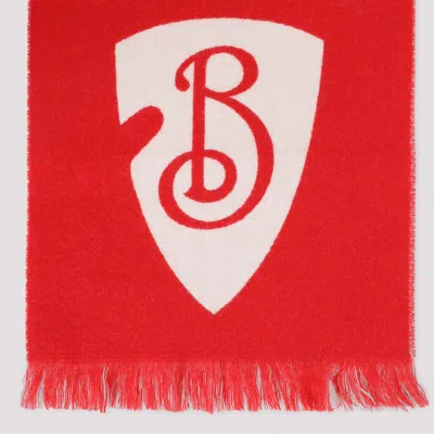 Burberry Red Logo Wool Scarf In Red