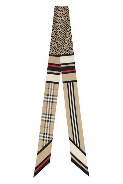 Burberry Thin Printed Silk Scarf In Multi
