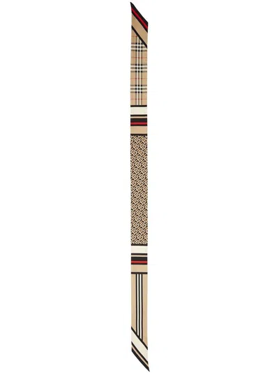 Burberry Thin Printed Silk Scarf In Multi