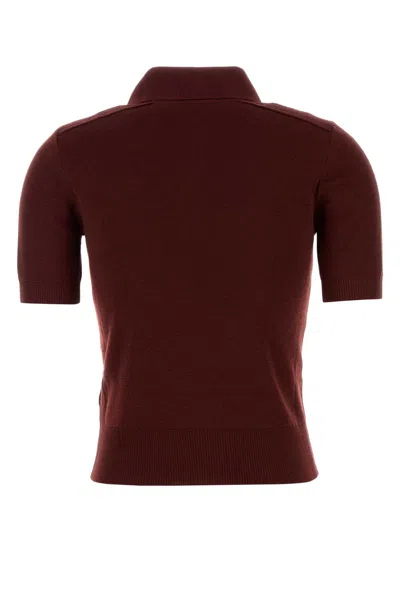 Burberry Bordeaux Wool Polo Shirt Women In Burgundy
