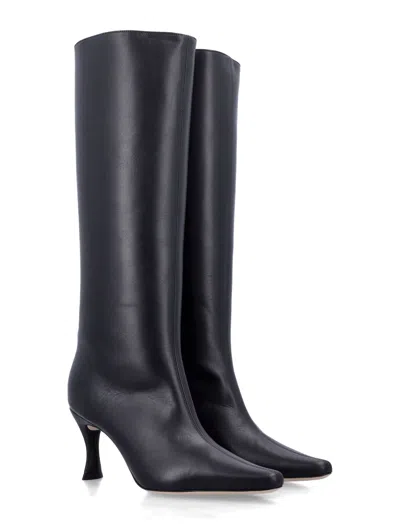 By Far Stevie 42 White Leather Boots In Black