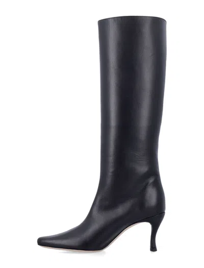 By Far Stevie 42 White Leather Boots In Black