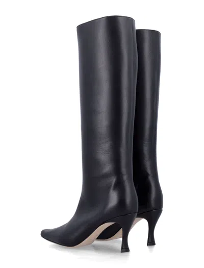 By Far Stevie 42 White Leather Boots In Black